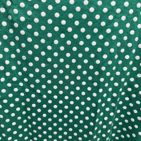 Majora Women's Top Sz M Green Polka Dots Short Sleeve Square Neck Blouse Stretch - Picture 3 of 6